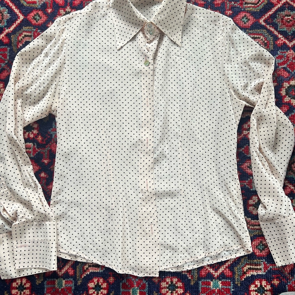 Zanella Cream and Black Polka Dot Blouse